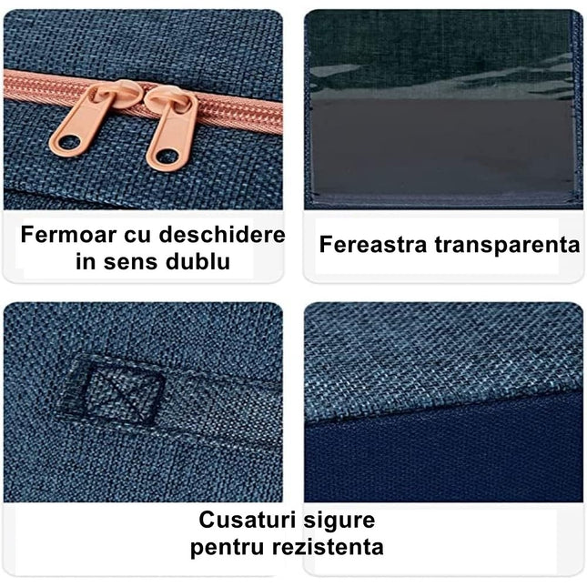 de Depozitare Pliabila, Cu Fermoar, 24 L, Textil,Cadru Metalic, Suport Baza Stabil din Plastic
