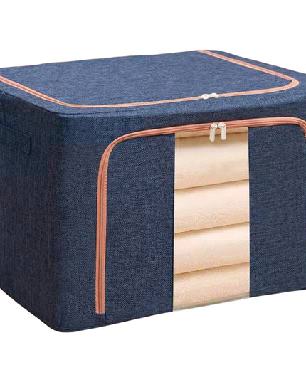 de depozitare pliabila, Cu fermoar, 100 L, Textil,Cadru Metalic, Suport Baza Stabil din Plastic