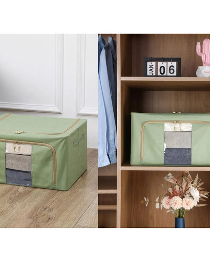 de depozitare pliabila, Cu fermoar, 66 L, Textil,Cadru Metalic, Suport Baza Stabil din Plastic