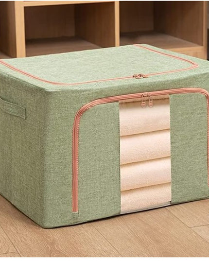 de depozitare pliabila, Cu fermoar, 66 L, Textil,Cadru Metalic, Suport Baza Stabil din Plastic