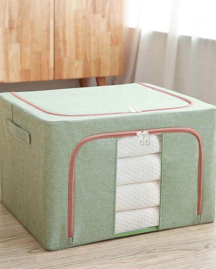 de depozitare pliabila, Cu fermoar, 66 L, Textil,Cadru Metalic, Suport Baza Stabil din Plastic