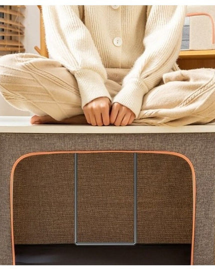 de Depozitare Pliabila, 66 L, din Bumbac si In,2 Ferestre, Frontala si Laterala, 2 Usi de Acces cu Fermoar Bidirectional, Cadru Metalic, Suport Baza Stabil din Plastic