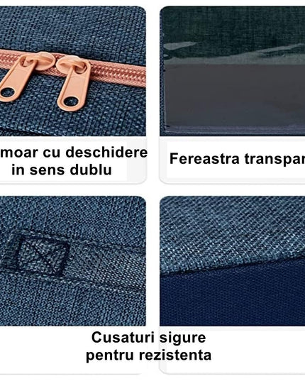 de Depozitare Pliabila, Cu Fermoar, 24 L, Textil,Cadru Metalic, Suport Baza Stabil din Plastic