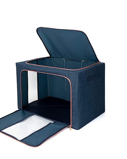 de Depozitare Pliabila, Cu Fermoar, 24 L, Textil,Cadru Metalic, Suport Baza Stabil din Plastic