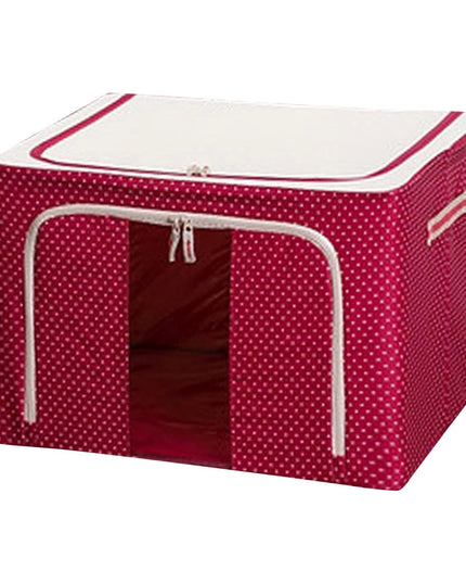 de Depozitare Pliabila, 24 L, Panza Oxford,Fereastra Frontala, 2 Usi de Acces cu Fermoar Bidirectional, Cadru Metalic, Suport Baza Stabil din Plastic, Imprimeu Buline