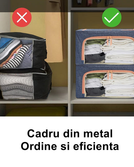 de depozitare pliabila, Cu fermoar, 66 L, Textil