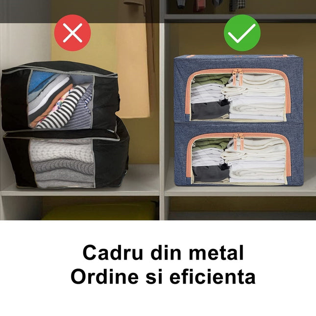 de depozitare pliabila, Cu fermoar, 66 L, Textil