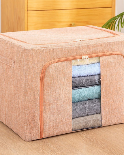 de depozitare pliabila, Cu fermoar, 66 L, Textil,Cadru Metalic, Suport Baza Stabil din Plastic