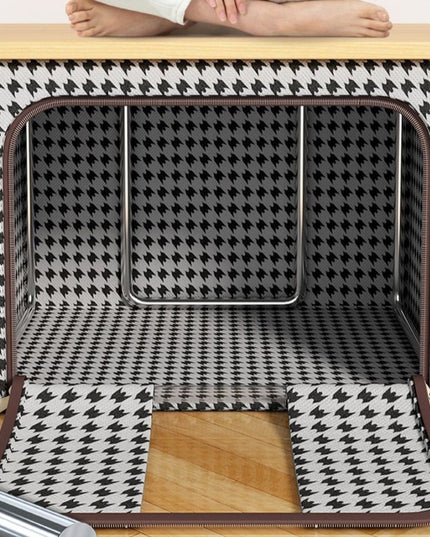 de Depozitare Pliabila, Cu fermoar Bidirectional, 24 L, Textil,Cadru Metalic, o Fereastra, Suport Baza Stabil din Plastic, Design Zebra