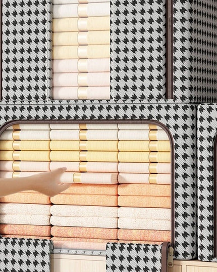 de Depozitare Pliabila, Cu fermoar Bidirectional, 24 L, Textil,Cadru Metalic, o Fereastra, Suport Baza Stabil din Plastic, Design Zebra