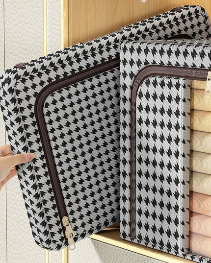 de Depozitare Pliabila, Cu fermoar Bidirectional, 24 L, Textil,Cadru Metalic, o Fereastra, Suport Baza Stabil din Plastic, Design Zebra