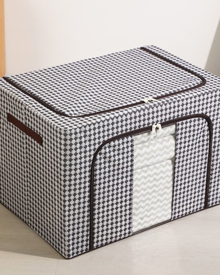 de Depozitare Pliabila, Cu fermoar Bidirectional, 24 L, Textil,Cadru Metalic, o Fereastra, Suport Baza Stabil din Plastic, Design Zebra