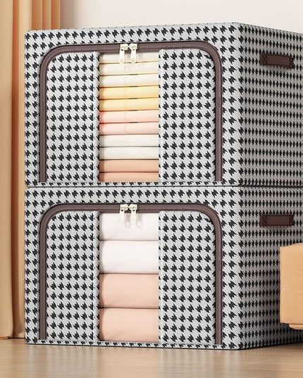 de Depozitare Pliabila, Cu fermoar Bidirectional, 24 L, Textil,Cadru Metalic, o Fereastra, Suport Baza Stabil din Plastic, Design Zebra