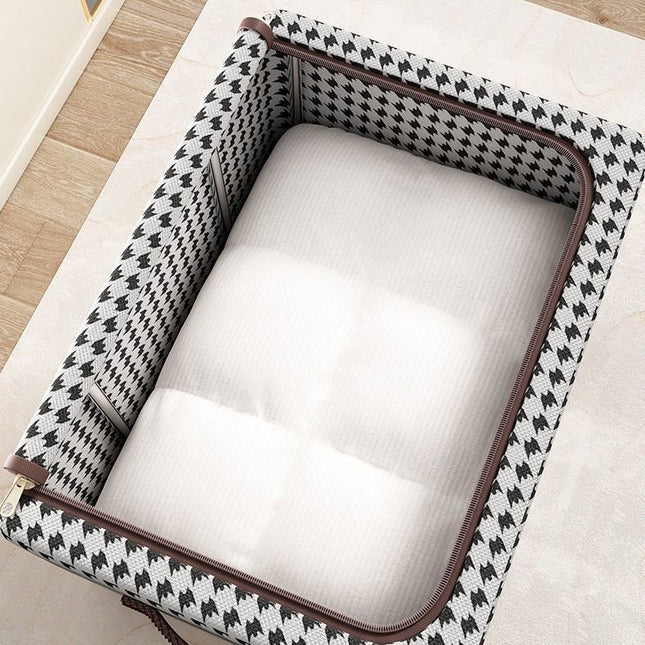 de Depozitare Pliabila, Cu fermoar Bidirectional, 24 L, Textil,Cadru Metalic, o Fereastra, Suport Baza Stabil din Plastic, Design Zebra