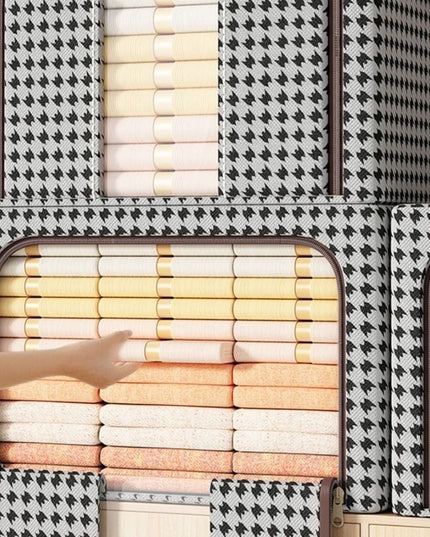 de Depozitare Pliabila, Cu fermoar Bidirectional, 24 L, Textil,Cadru Metalic, o Fereastra, Suport Baza Stabil din Plastic, Design Zebra