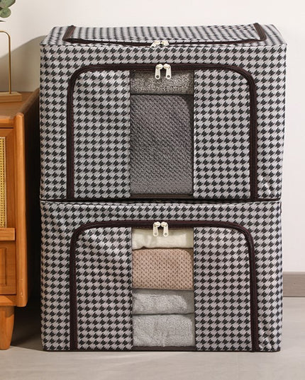 de Depozitare Pliabila, Cu fermoar Bidirectional, 24 L, Textil,Cadru Metalic, o Fereastra, Suport Baza Stabil din Plastic, Design Zebra