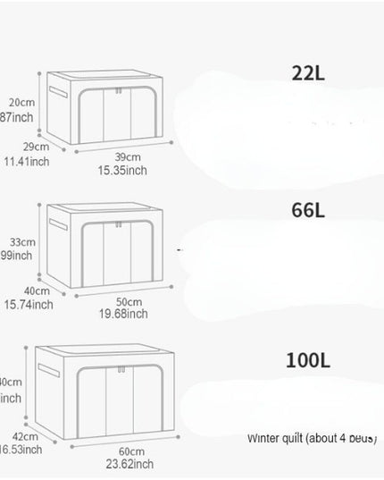 de Depozitare Pliabila, Cu fermoar Bidirectional, 66 L, Textil,Cadru Metalic, o Fereastra, Suport Baza Stabil din Plastic