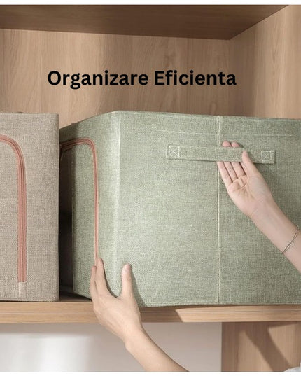 de Depozitare Pliabila, Cu fermoar Bidirectional, 66 L, Textil,Cadru Metalic, o Fereastra, Suport Baza Stabil din Plastic