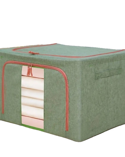 de Depozitare Pliabila, Cu fermoar Bidirectional, 66 L, Textil,Cadru Metalic, o Fereastra, Suport Baza Stabil din Plastic