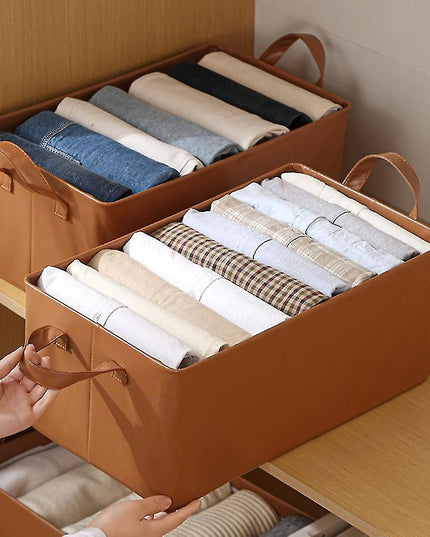 de Depozitare Tip Cos, Material Piele Ecologica, Pliabila,26 l, Cadru Metalic, cu Manere