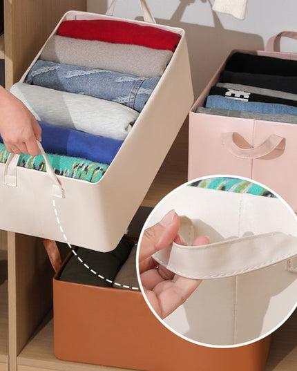 de Depozitare Tip Cos, Material Piele Ecologica, Pliabila,26 l, Cadru Metalic, cu Manere