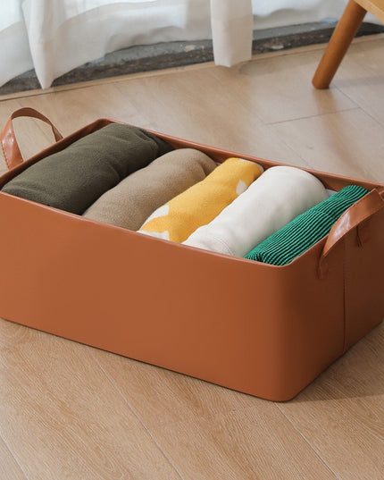 de Depozitare Tip Cos, Material Piele Ecologica, Pliabila,26 l, Cadru Metalic, cu Manere