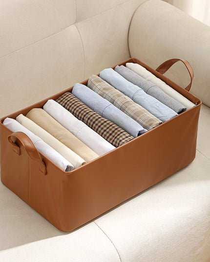 de Depozitare Tip Cos, Material Piele Ecologica, Pliabila,26 l, Cadru Metalic, cu Manere