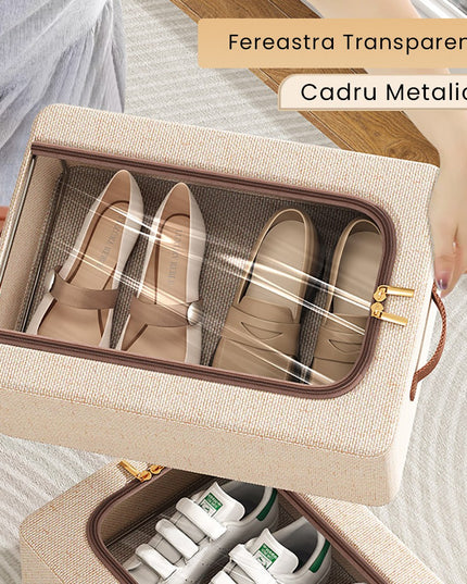 Depozitare cu Cadru Metalic, pentru Incaltaminte, Haine, Lingerie, Fermoar Calitativ, Fereastra Transparenta, Manere Laterale