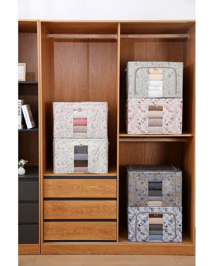 Depozitare, 66L, din Material Textil,pentru Haine si Lenjerii, Model Floare de Prun