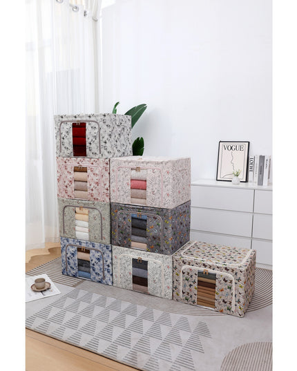 Depozitare, 66L, din Material Textil,pentru Haine si Lenjerii, Model Floare de Prun