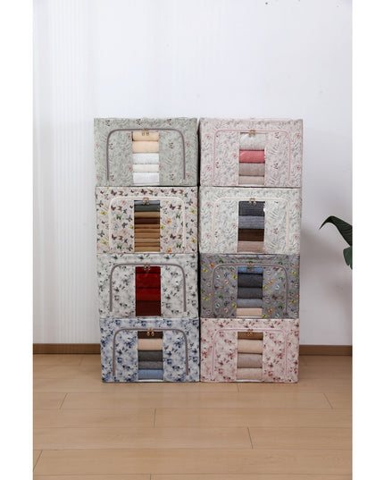 Cutie Depozitare, 66L, din Material Textil, 50 x 40 x 33 cm, pentru Haine si Lenjerii, Model Fluturasi