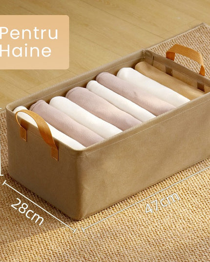 Depozitare pentru Haine, lucruri, din Textil cu Cadru Metalic, Manere Laterale, forma Dreptunghiulara,volum 26 L