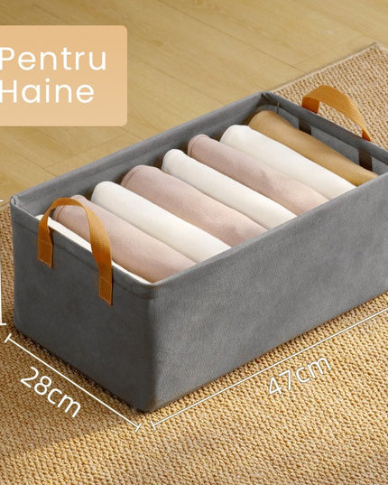 Depozitare pentru Haine, lucruri, din Textil cu Cadru Metalic, Manere Laterale, forma Dreptunghiulara,volum 26 L