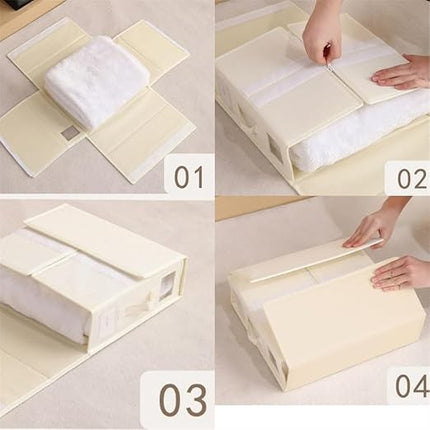 Depozitare Lenjerii de Pat, Pliabila, Capacitate 18l,din Panza Oxford cu PP Incorporat, Fereastra Vizibila