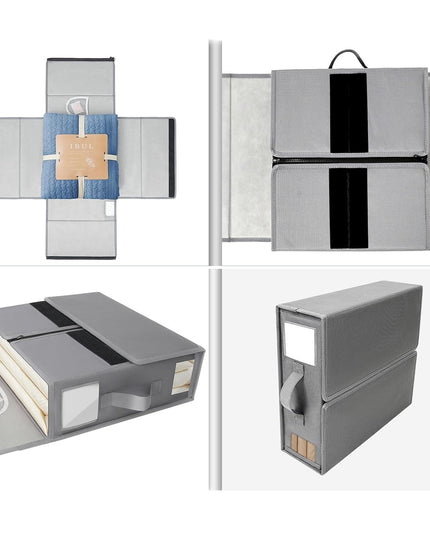 Depozitare Lenjerii de Pat, Pliabila, Capacitate 18l,din Panza Oxford cu PP Incorporat, Fereastra Vizibila