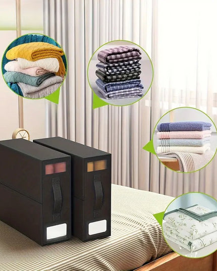 Depozitare Lenjerii de Pat, Pliabila, Capacitate 18l,din Panza Oxford cu PP Incorporat, Fereastra Vizibila