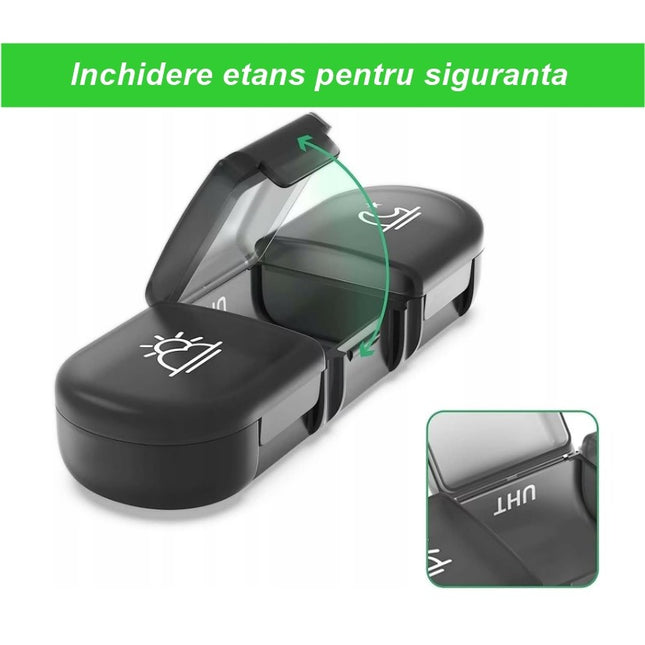 Depozitare Medicamente, 7 Zile, 21 Compartimente, Suport, Recipiente Detasabile, Portabila