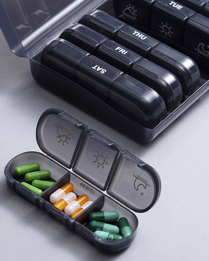 Depozitare Medicamente, 7 Zile, 21 Compartimente, Suport, Recipiente Detasabile, Portabila