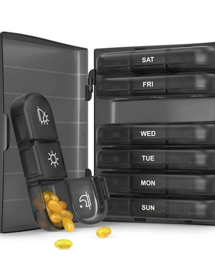 Depozitare Medicamente, 7 Zile, 21 Compartimente, Suport, Recipiente Detasabile, Portabila