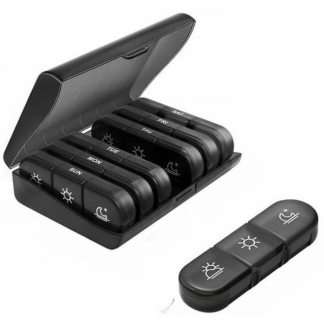 Depozitare Medicamente, 7 Zile, 21 Compartimente, Suport, Recipiente Detasabile, Portabila