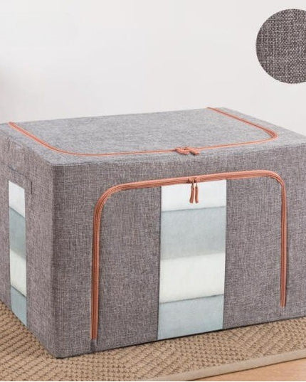 de depozitare pliabila, Cu fermoar, 66 L, Textil,Cadru Metalic, Suport Baza Stabil din Plastic