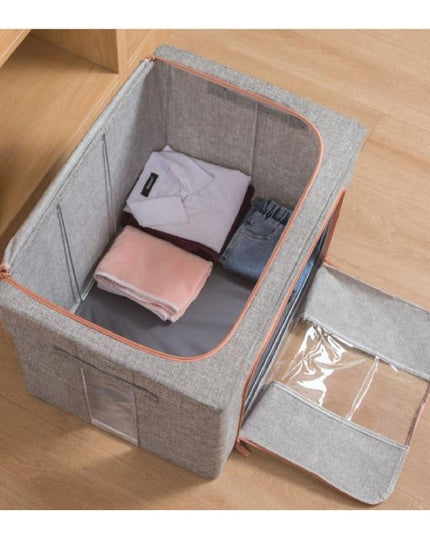 de depozitare pliabila, Cu fermoar, 66 L, Textil,Cadru Metalic, Suport Baza Stabil din Plastic