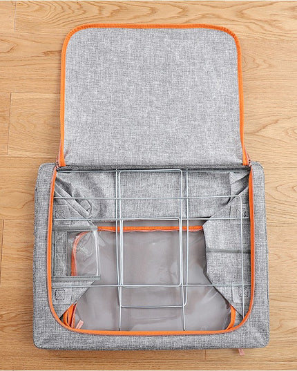 de depozitare pliabila, Cu fermoar, 66 L, Textil,Cadru Metalic, Suport Baza Stabil din Plastic