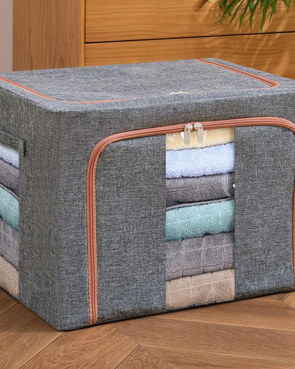 de depozitare pliabila, Cu fermoar, 66 L, Textil,Cadru Metalic, Suport Baza Stabil din Plastic