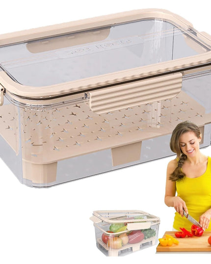 pentru Depozitare Alimente, de Uz Casnic, 2 Compartimente, Zona pentru Gheata, Mentinere Fresh, cu Maner, Material PET