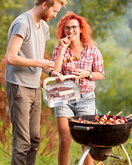 pentru Depozitare Alimente, de Uz Casnic, 2 Compartimente, Zona pentru Gheata, Mentinere Fresh, cu Maner, Material PET