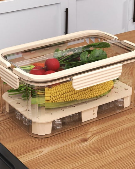 pentru Depozitare Alimente, de Uz Casnic, 2 Compartimente, Zona pentru Gheata, Mentinere Fresh, cu Maner, Material PET