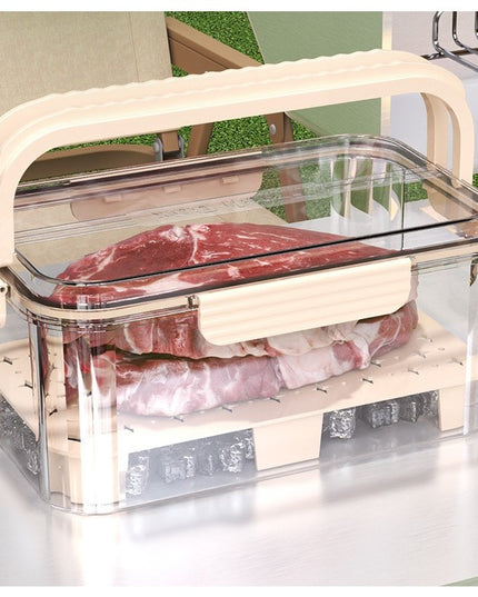 pentru Depozitare Alimente, de Uz Casnic, 2 Compartimente, Zona pentru Gheata, Mentinere Fresh, cu Maner, Material PET