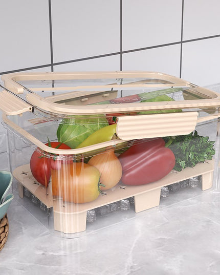 pentru Depozitare Alimente, de Uz Casnic, 2 Compartimente, Zona pentru Gheata, Mentinere Fresh, cu Maner, Material PET