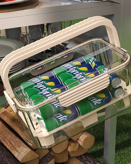 pentru Depozitare Alimente, de Uz Casnic, 2 Compartimente, Zona pentru Gheata, Mentinere Fresh, cu Maner, Material PET